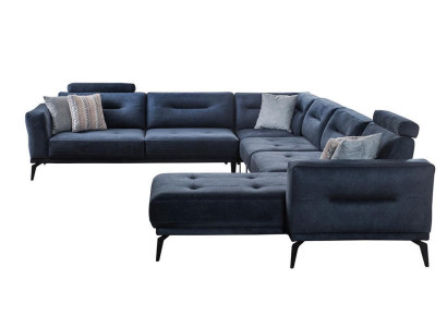 Luxury Modern Design Living room U-shape Corner sofa Solid Dark Blue Sofa